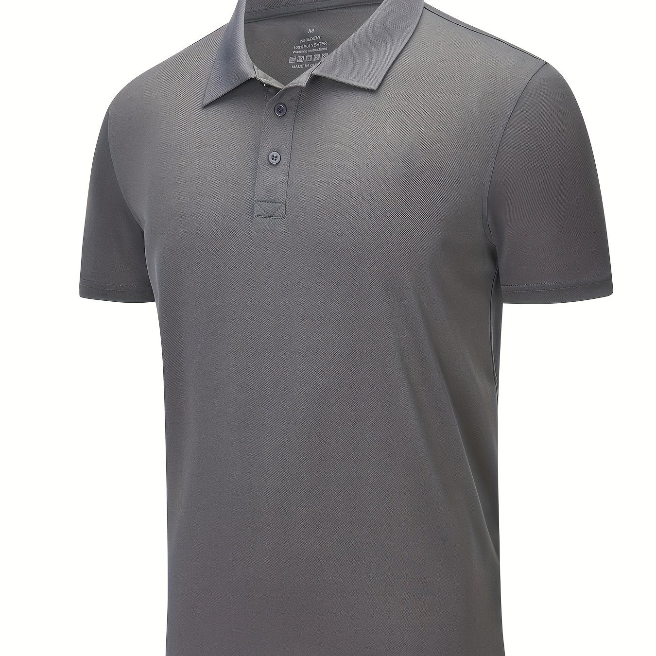 Men's Quick Dry Polyester Shirt with Button Detail and Crew Neck, Moisture Wicking Athletic T-Shirt.