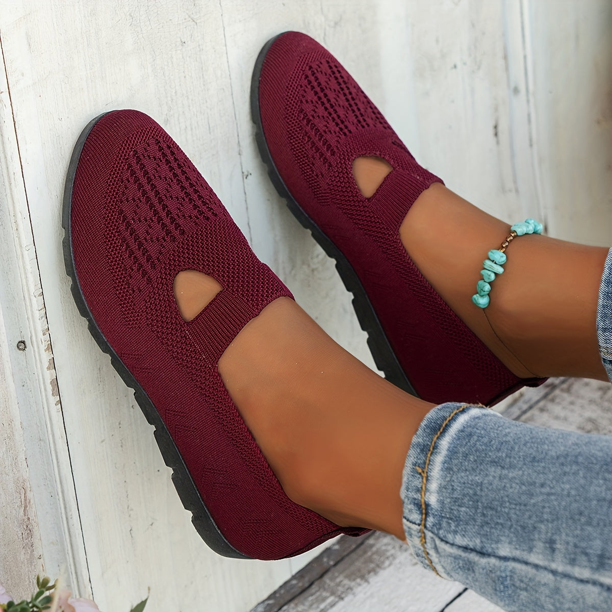 Breathable slip-on walking shoes for women, featuring a rubber sole, arch support, and all-season comfort.