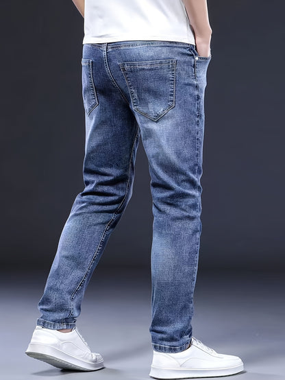 Men's Straight Leg Denim Pants, Classic Design Jeans, Versatile Year-Round