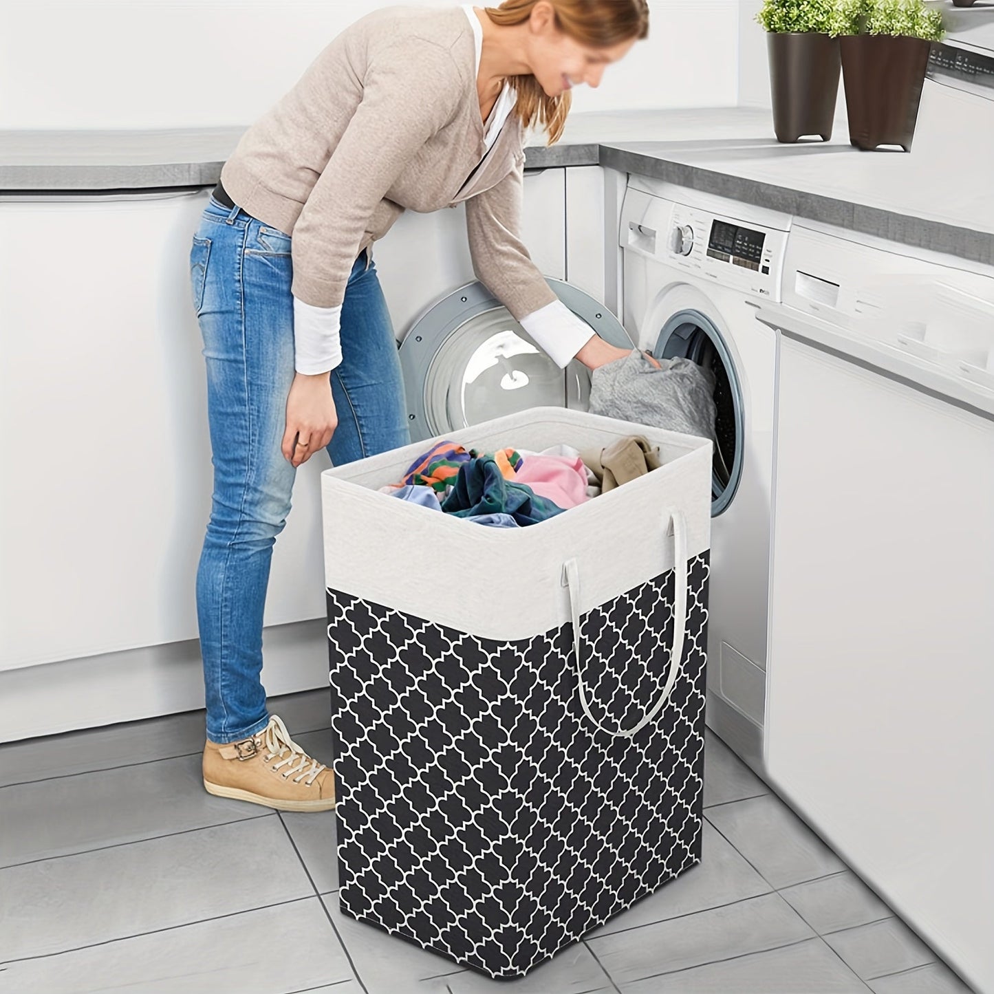 Convenient and spacious 75L Foldable Laundry Hamper with Handles - Waterproof, Portable Storage Bin for Clothes & Toys, Ideal for Dorms and Home - Comes in Black, Grey, Red, and Blue options - Laundry Baskets