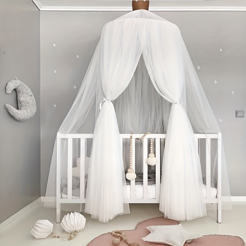 Mosquito Netting Princess Bed Canopy Dome Tent with Crown Top for Children's Room Decoration, Infant Photography Props, Easter, Halloween, or Christmas Gift – Nordic Style Mesh Bed Curtain for a Magical Sleep Experience