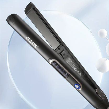 CRASTS Professional Ceramic Flat Iron for straightening and curling hair, with 5 temperature settings and 220V Type C plug.