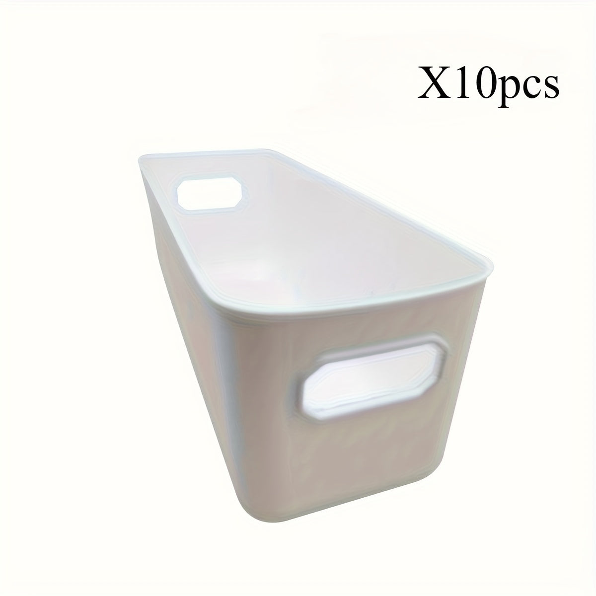 Set of 10 white plastic storage boxes- versatile organizer for kitchen, bedroom, bathroom.