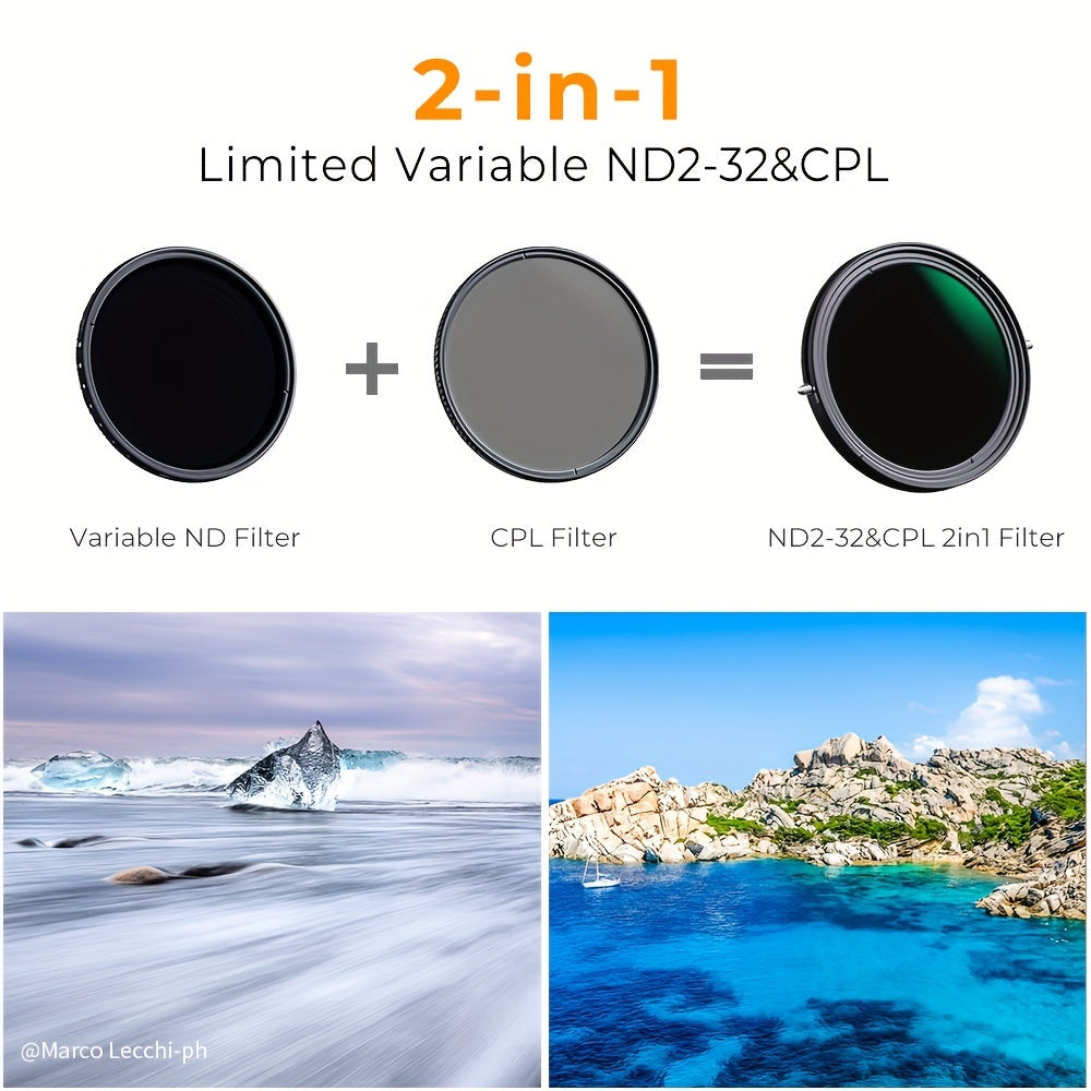 KF Variable ND2-ND32 (1-5 Stop) + CPL Circular Polarizing Filter 2in1 with Graduated Fader Neutral Density Filter MRC 28-Layer ND2-ND32 No X-Spots