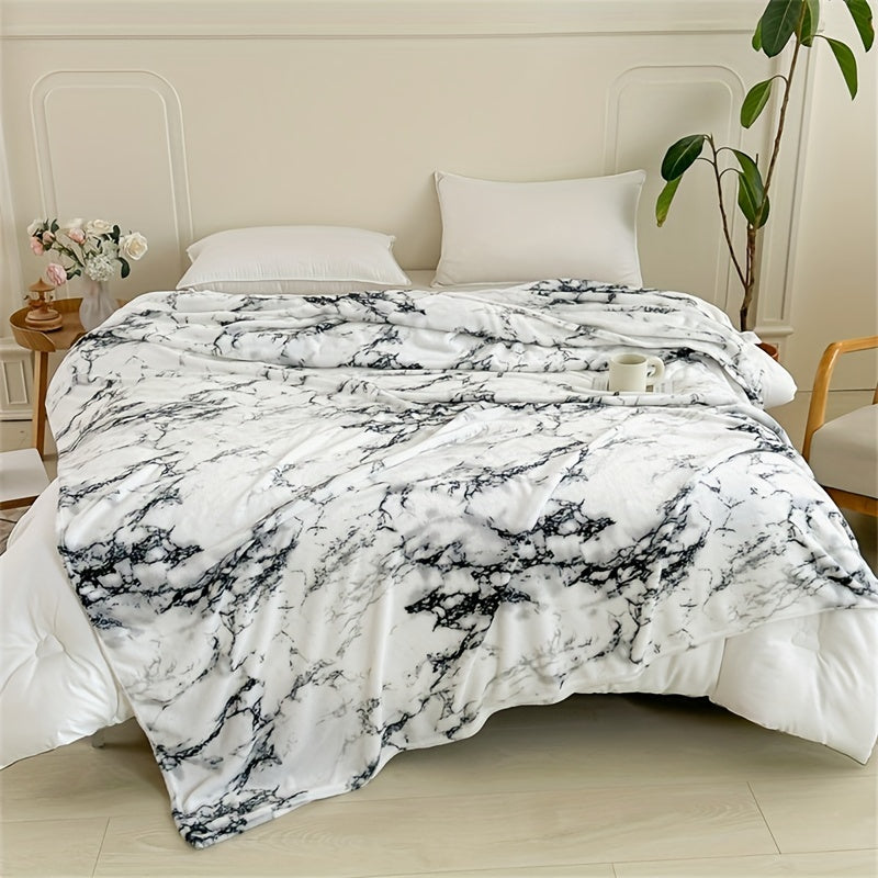 Soft and cozy marble print flannel blanket, suitable for travel, sofa, bed, and office. Great gift for boys, girls, and adults, perfect for all seasons.