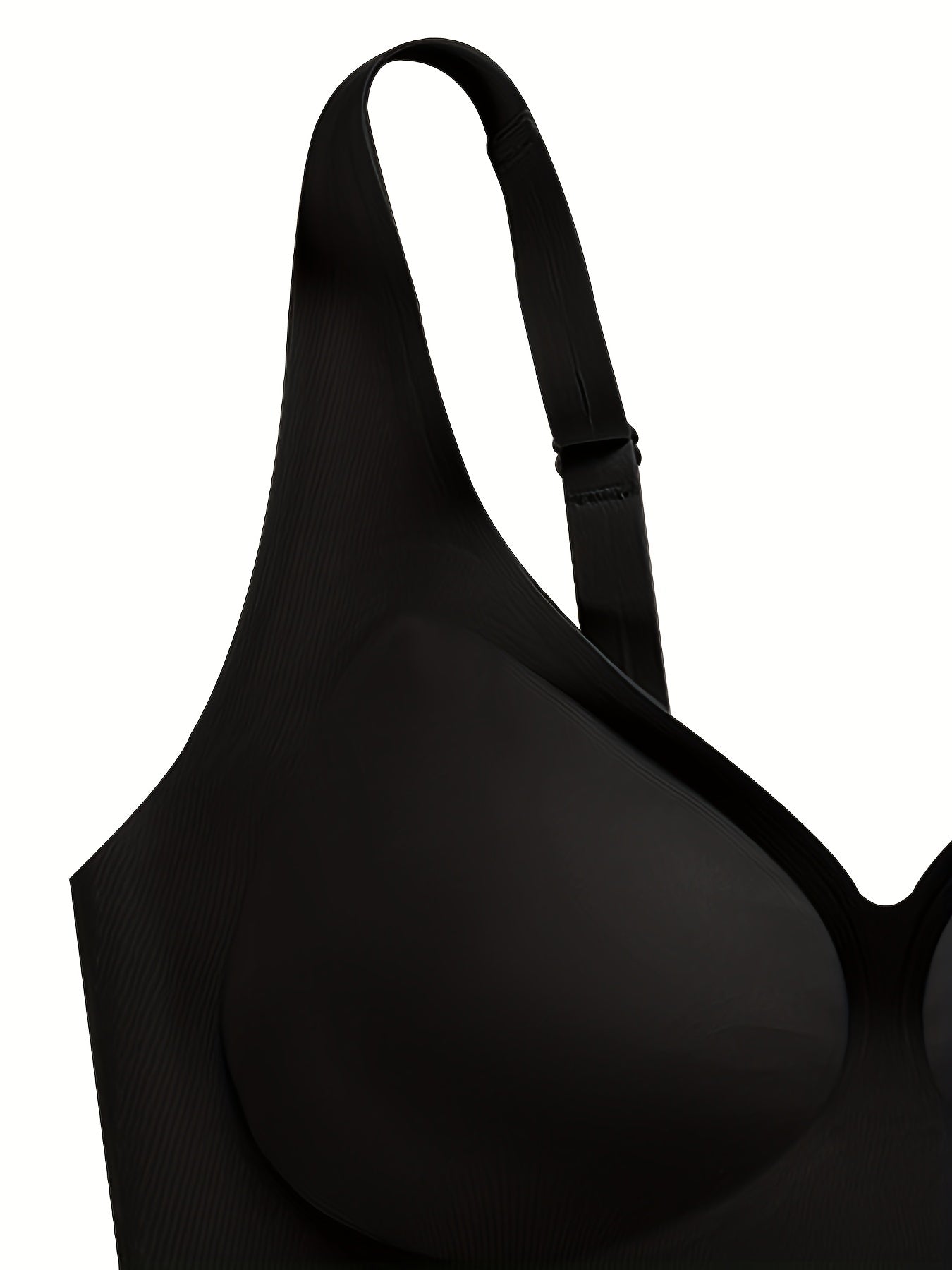 Wireless V-neck bra with removable pad and seamless jelly cup, for all-day comfort.