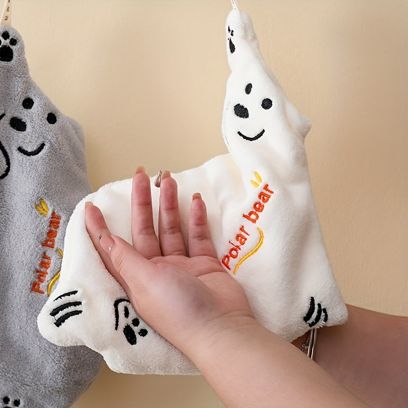 Cute polar bear hand towel, quick-drying and absorbent.