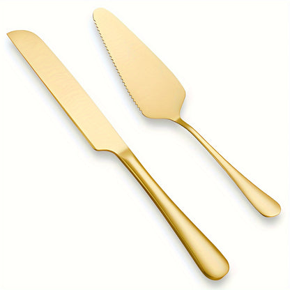 2-piece stainless steel cake serving set, perfect for birthdays, weddings, parties, and events.