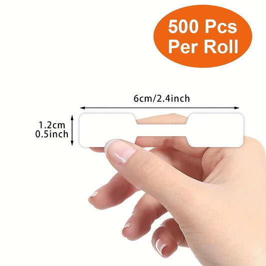 500 elegant white blank jewelry price tags with "Thank You" message. Self-adhesive rectangle labels for necklaces, bracelets, rings, and clothing. Disposable paper tags with smooth finish