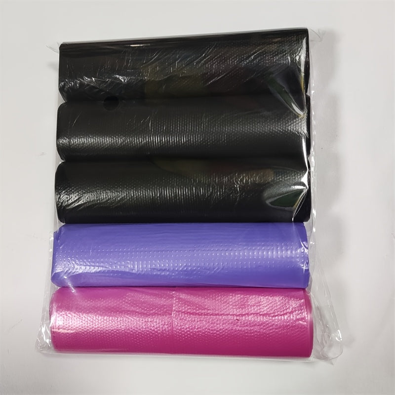 Get a great deal with our Value Pack of 5 rolls containing 100 colorful disposable small garbage bags. These plastic bags are perfect for lining indoor garbage cans in commercial offices, bedrooms, bathrooms, and restaurants. They are odorless and can