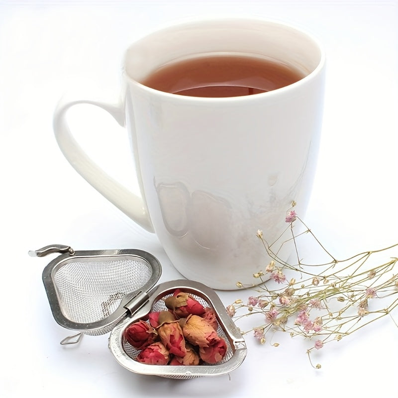 Heart-Shaped Stainless Steel Tea Infuser with Fine Mesh - Includes Convenient Removal Chain, Great for Brewing Loose Leaf Tea - Perfect for Halloween, Christmas, Eid, Thanksgiving, Tea Ball Steeper, and Uncharged Teas