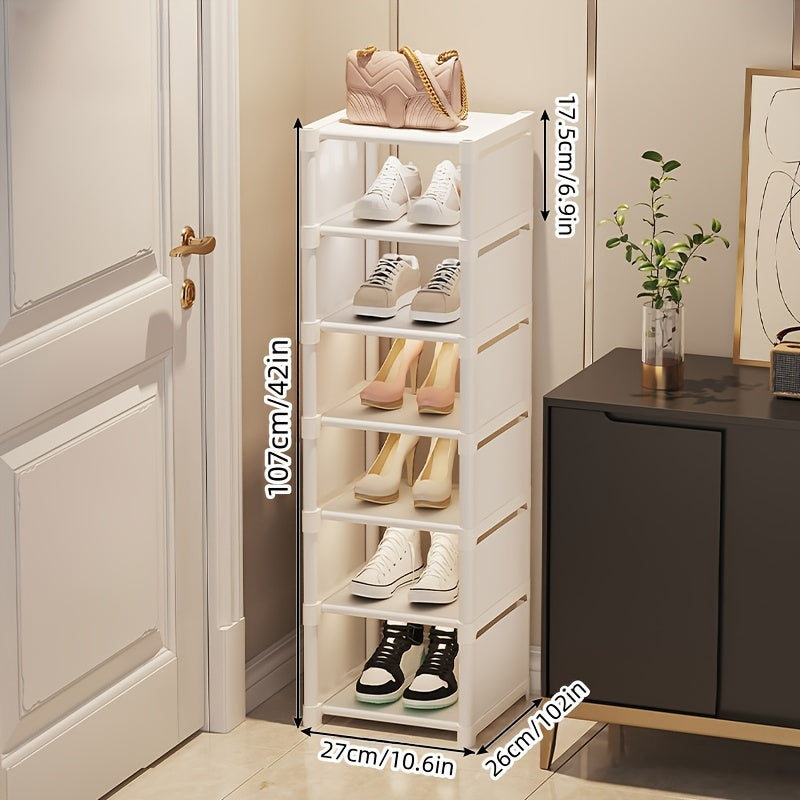 Modern minimalist design makes this sleek, versatile multi-layer shoe rack perfect for home and dorm storage.