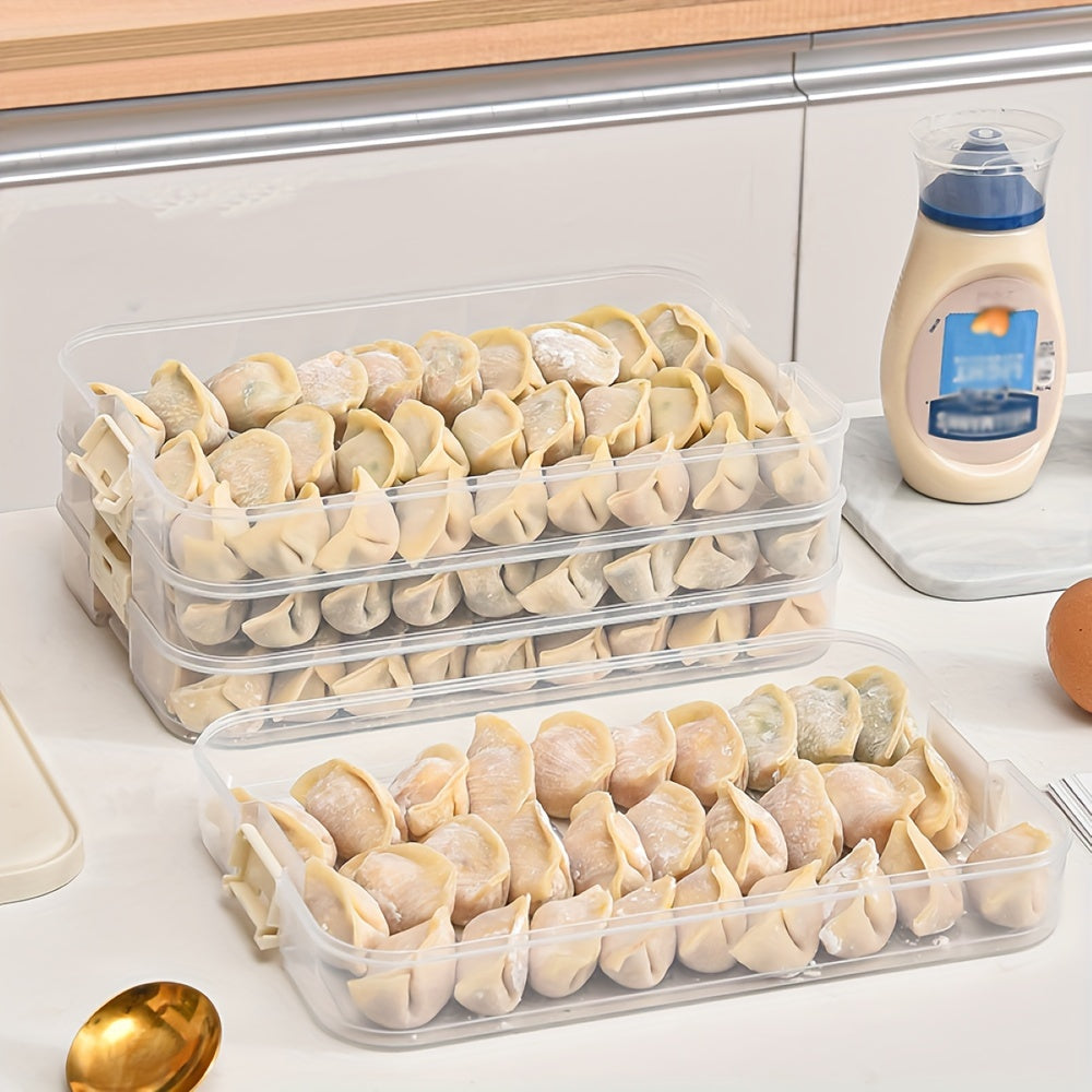 One-piece dumpling, pastry, and storage box made of plastic. Suitable for refrigerator storage, fresh preservation, small items, office supplies, and is portable and handheld.