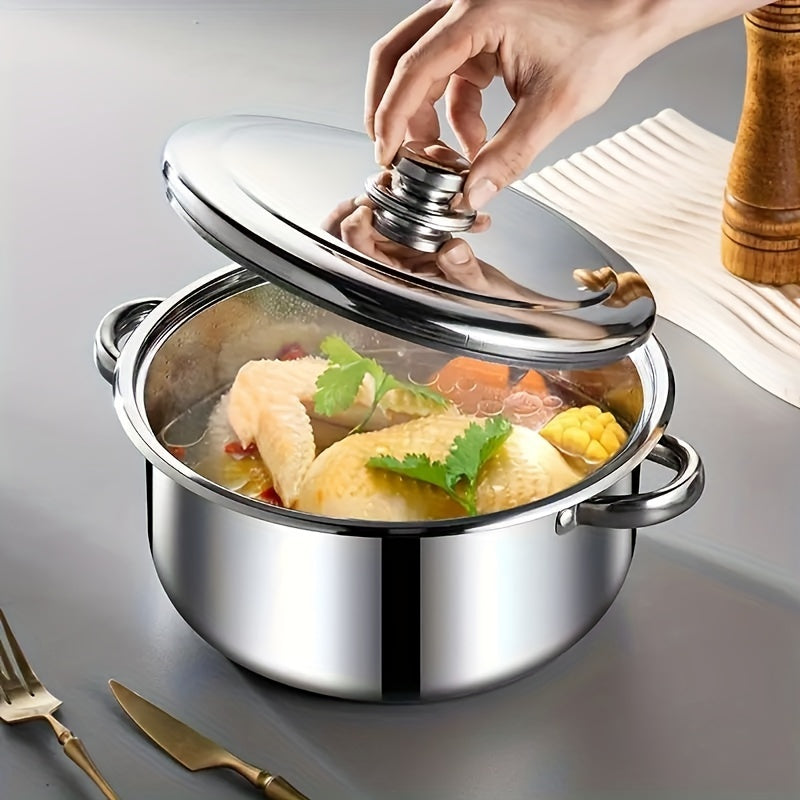 This set includes 10 pieces of stainless steel pots with specifications of 18.01/19.99/22.0/24.0/26.01 cm. The pots are silvery in color and come with double handles and lids. The set includes 5 pots and 5 lids, suitable for both home and restaurant