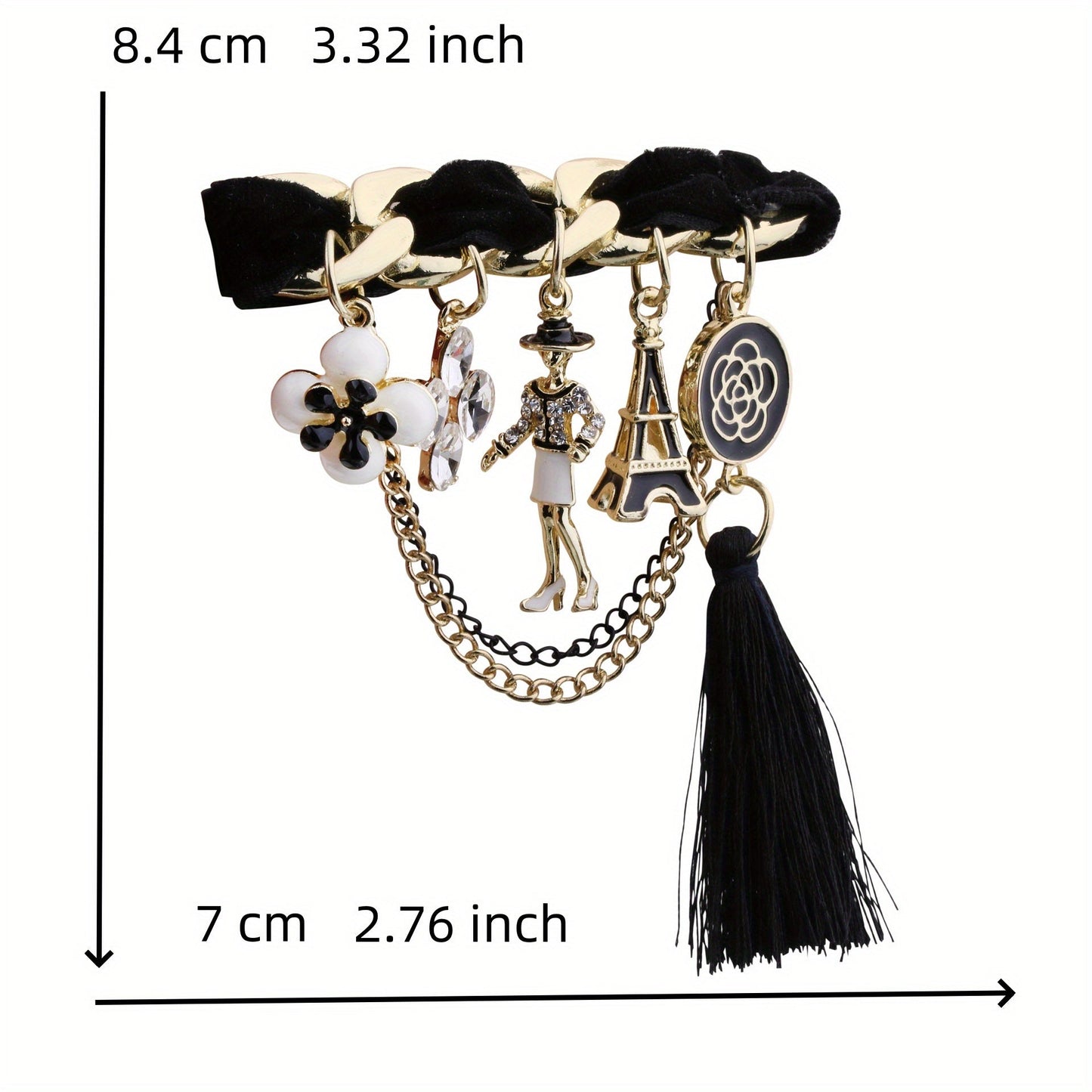 Elegant Korean Style Brooch Badge featuring Rhinestones, Enamel Flowers, and Tassel Chain - Unique Fashion Accessory for both Women and Men's Suit Coats