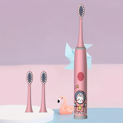 The New Space Series children's electric toothbrush set includes a battery-operated model with 3 to 6 brush heads, making it a perfect holiday gift for family and friends. Featuring soft