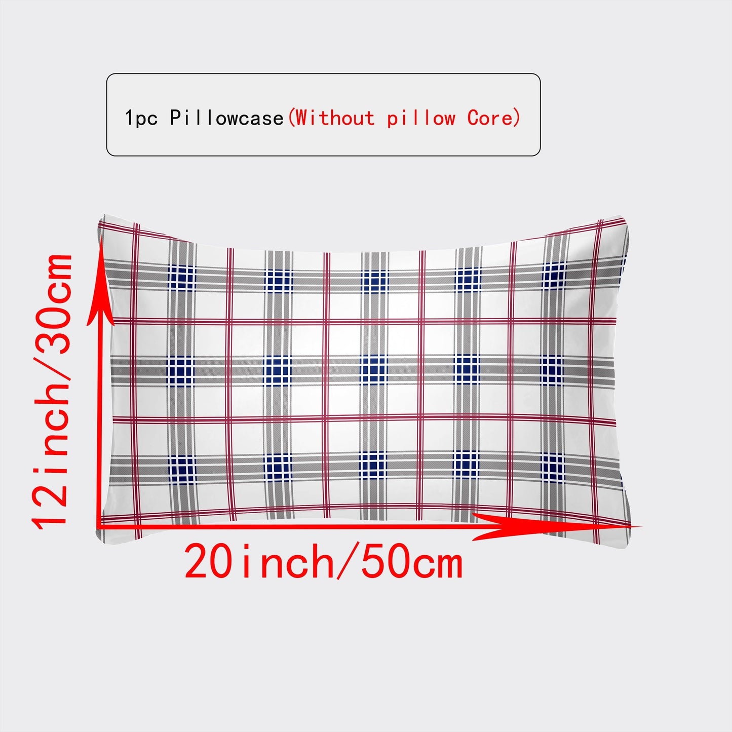 Luxurious Pillowcase with Envelope Closure - Available in Various Sizes (30x50cm to 50x75cm) - Stylish Designs in White, Gray Plaid, Red Plaid, Green Botanicals, Leopard Print, and Geometric Patterns - Suitable for Every Season, Great for Home Decor Gifts