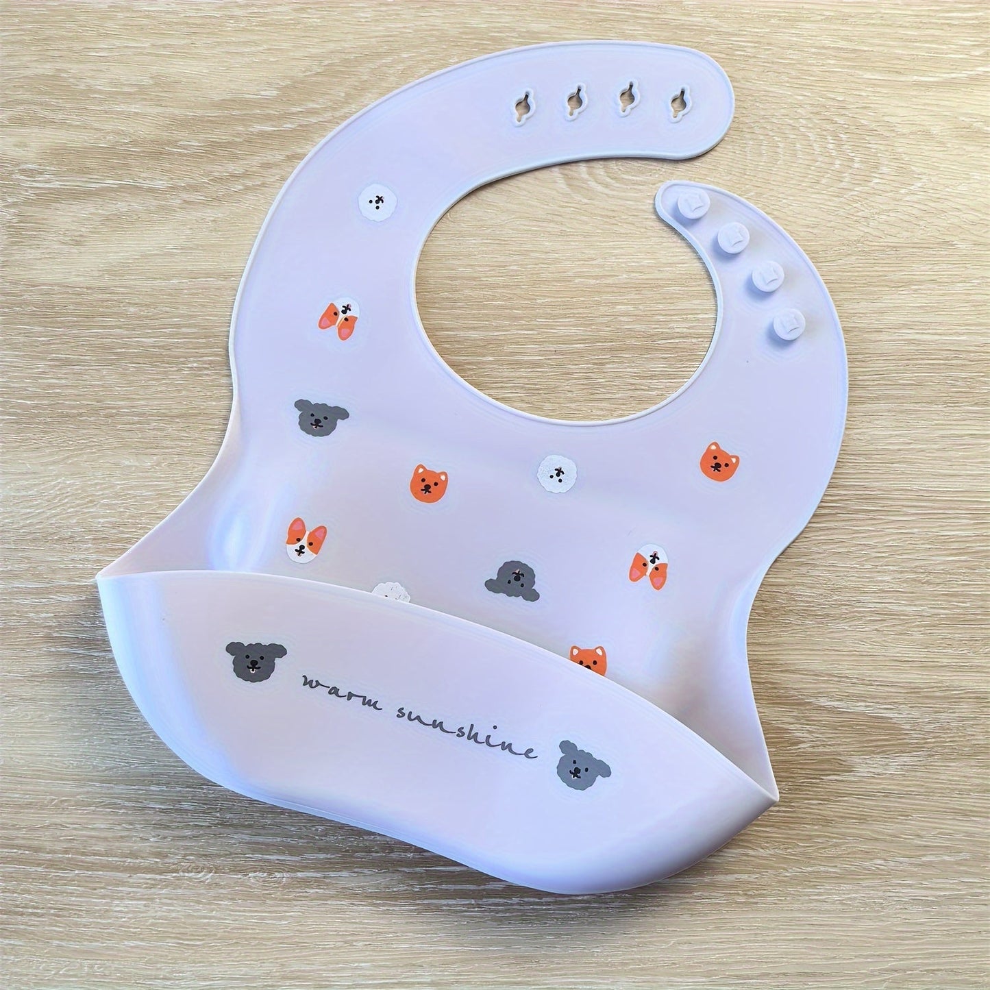 Adjustable Goldcolin Silicone Bib for Kids - Waterproof with Cute Print and Button Closure - Ideal Feeding Accessory