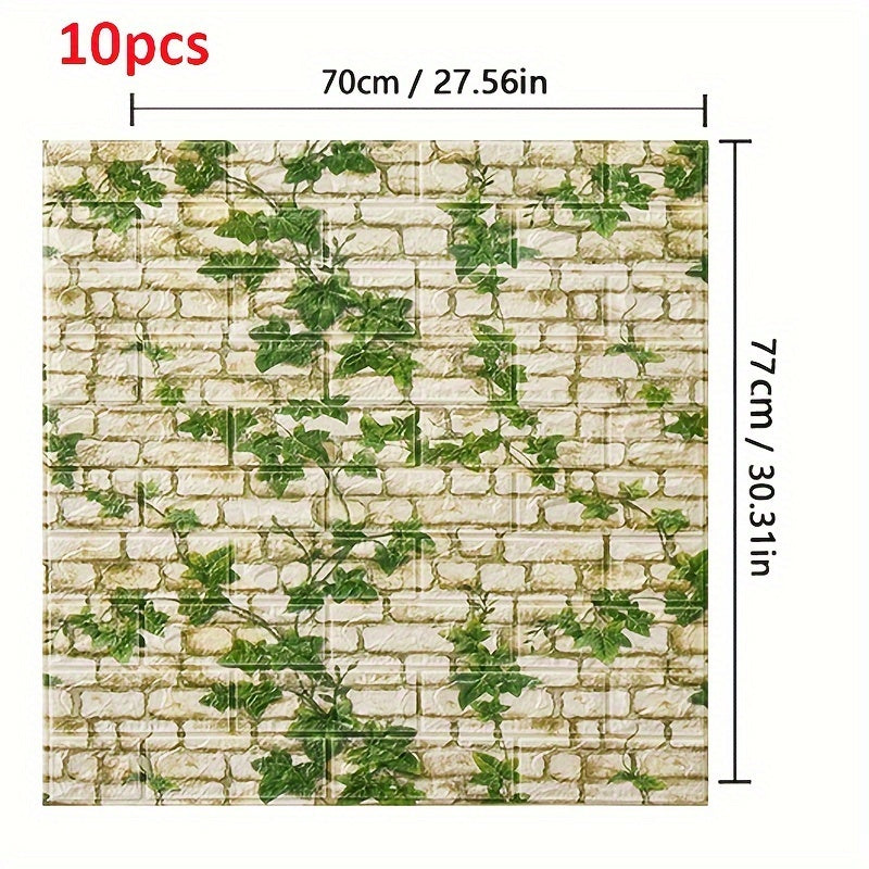 10 pieces of industrial style 3D brick self-adhesive wall panels made of waterproof polyvinyl chloride foam tiles, suitable for living rooms, TV walls, and space-themed home decor, washable.