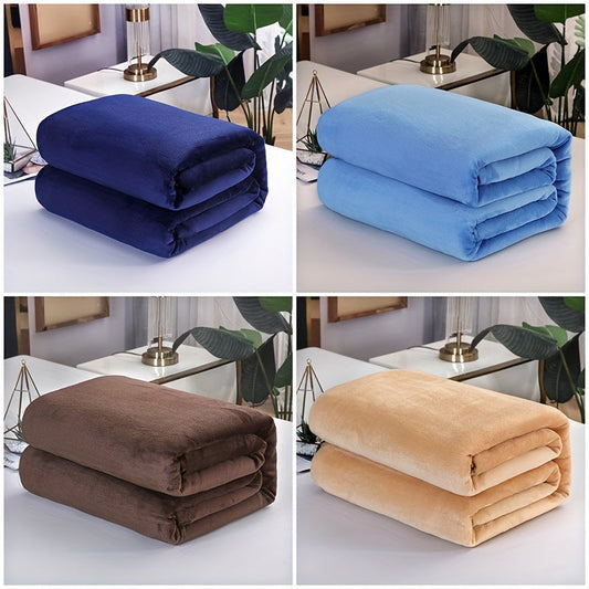 Luxurious Ultra-Soft Flannel Blanket in Solid Color, Contemporary Style – Cozy Plush Bedding Cover, Pillow Inserts or Cases Not Included.