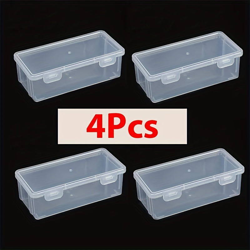 4 Large Capacity Transparent Pencil Cases - Durable Plastic, Multi-Use Storage Boxes for School & Office Supplies