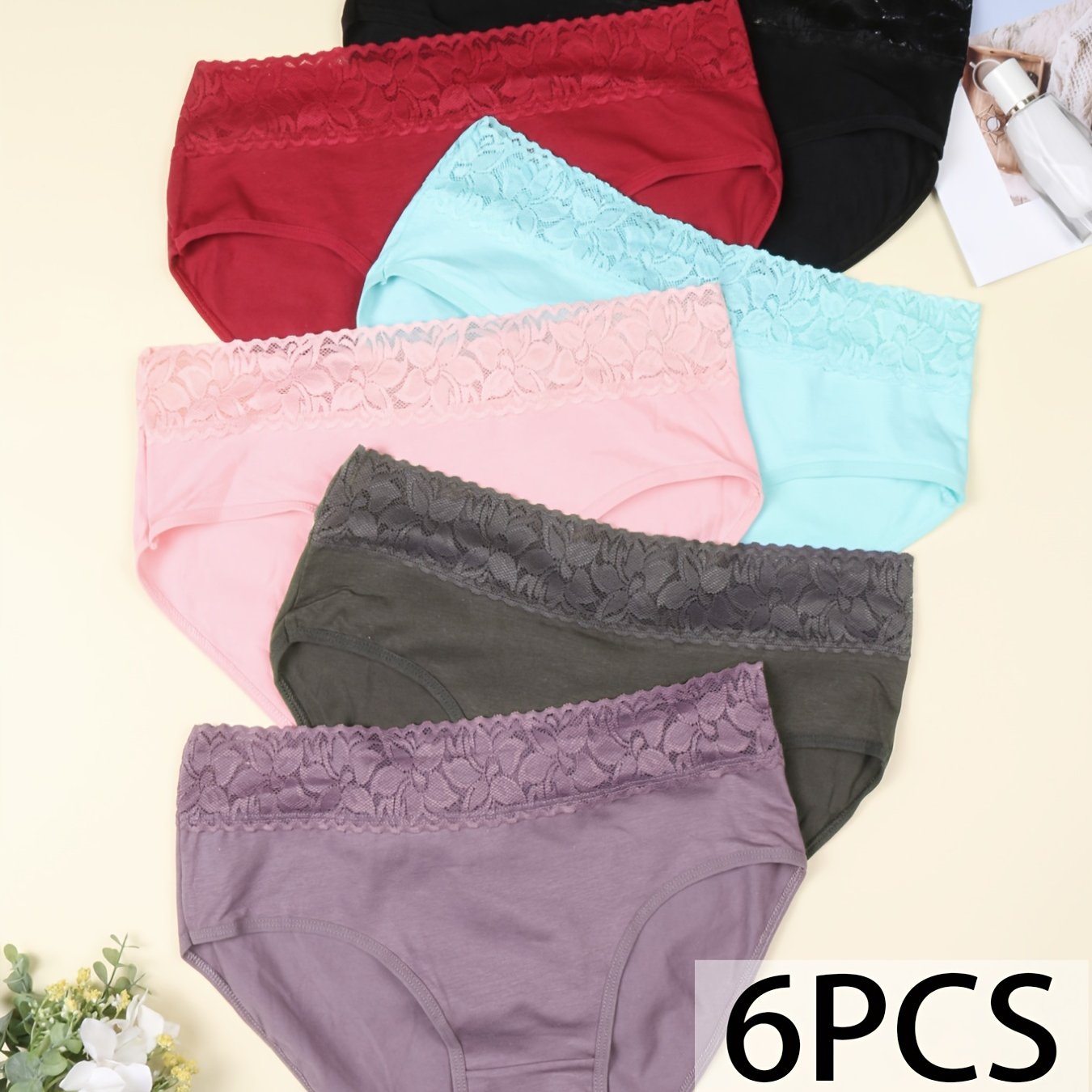 Pack of 6 Women's Lace Bikini Hipster Panties