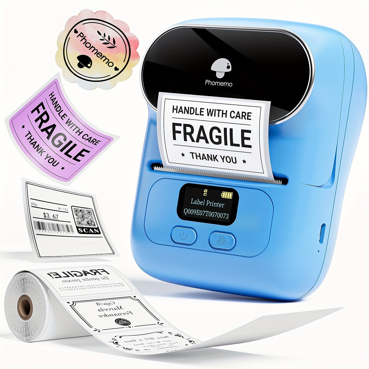 The Phomemo M110 Label Maker is a portable thermal printer compatible with Android, IOS, Windows & Mac, great for product, address, small business, sticker, home, or DIY labeling. It comes