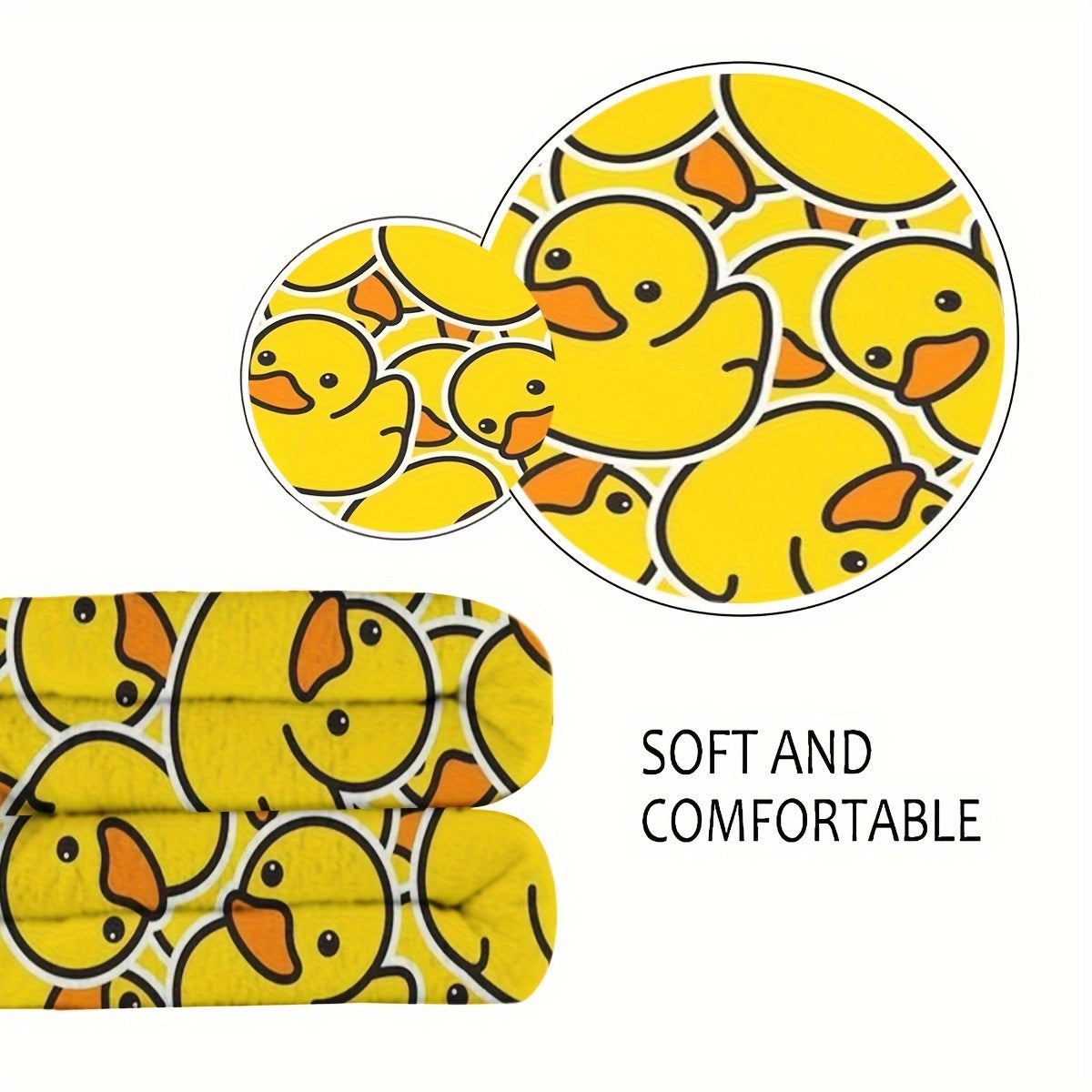 Yellow Duck Print Throw Blanket with a Contemporary Animal Theme - Made with All-Season Polyester Knit Fabric, Digital Print Perfect for Office Naps & Outdoor Use - Lightweight, Soft, and Cozy - Weighs 200-250 g/㎡