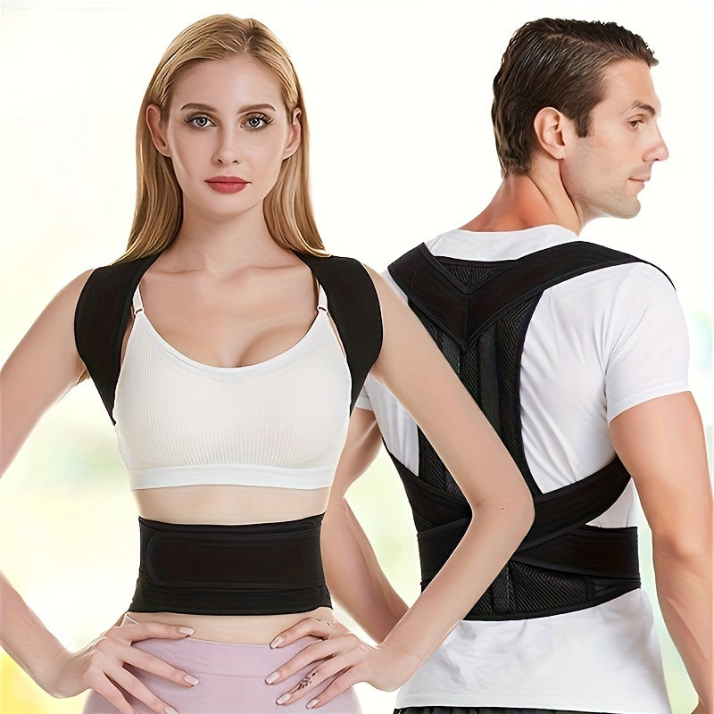 Improve posture with adjustable brace; size up for best fit.