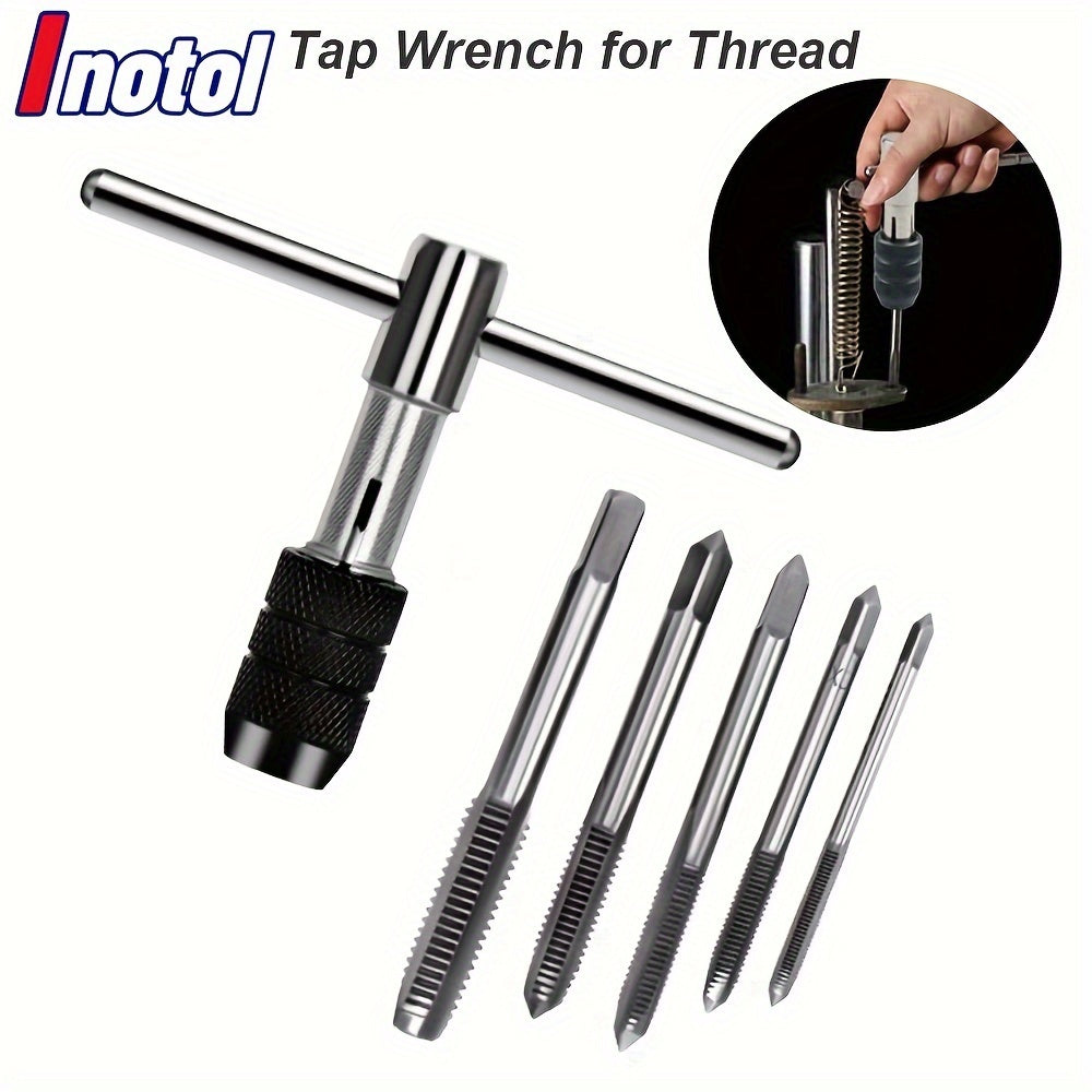 Durable T-Handle Tap Wrench Set for Metal Machinists, DIY Repairs & Crafts, with Adjustable Size for M3-M8 Metric Screw Threads