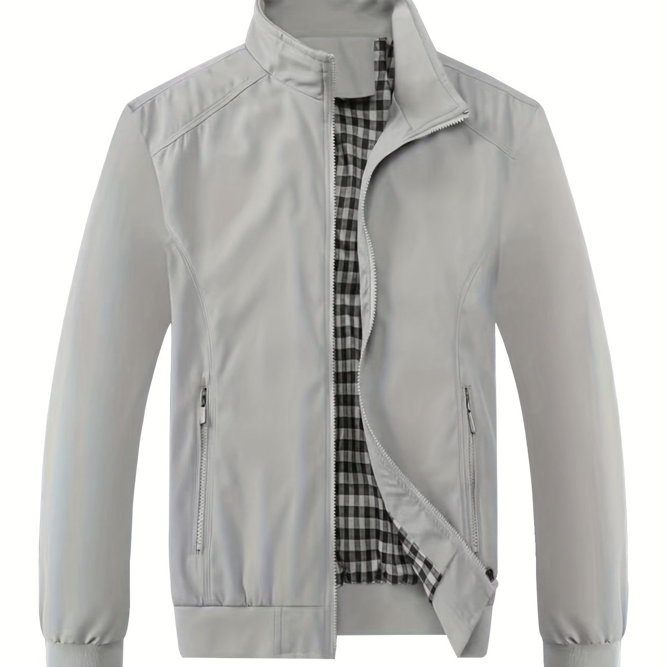 Men's versatile band collar zip-up jacket for outdoor sports and daily life.