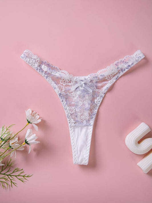 Sexy lingerie and underwear for women, including floral lace thongs and cut-out bow tie panties.