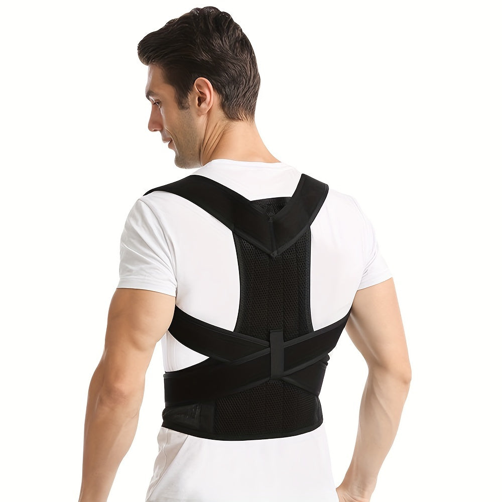 Improve posture with adjustable brace; size up for best fit.