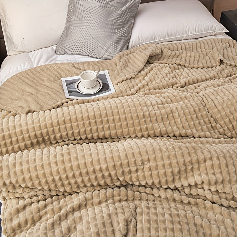 Soft and comfortable waffle plush blanket, made of milk velvet, perfect for use in the bedroom, sofa, office, car, camping, and travel. This multifunctional blanket comes in white, gray, green, brown, and silvery gray solid colors and checkered pattern.