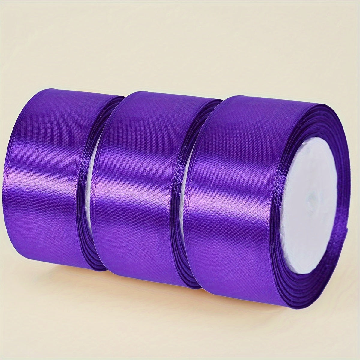 3 pieces of 4cm wide, 22 meter long satin ribbon for cake, wedding, candy box packaging, decoration, DIY handmade rose hairpin, and purple series.