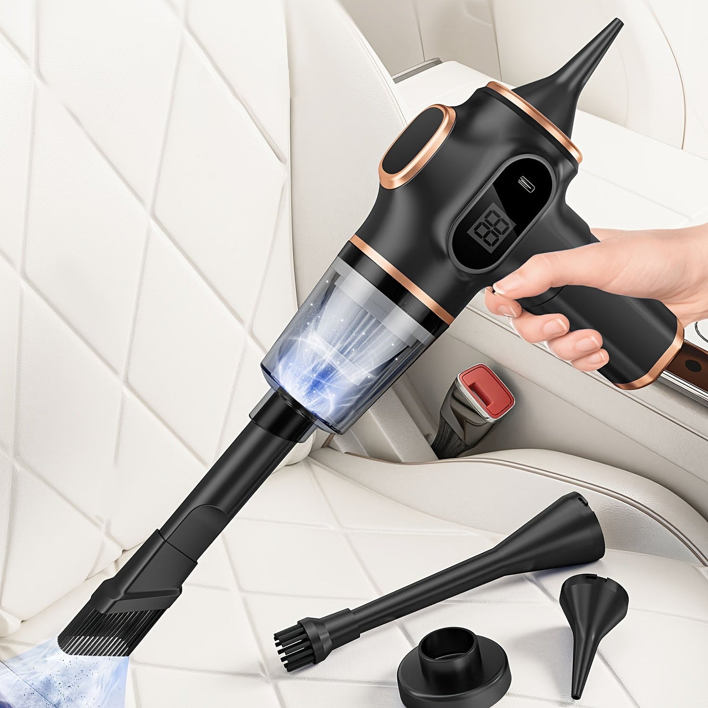 Introducing the Belibuy Ultra-Power Handheld Car Vacuum Cleaner - Powerful Suction, Conveniently Portable for Home and Car, Equipped with Dual High-Capacity Batteries, Cordless and Mini Design for Multifunctional Use