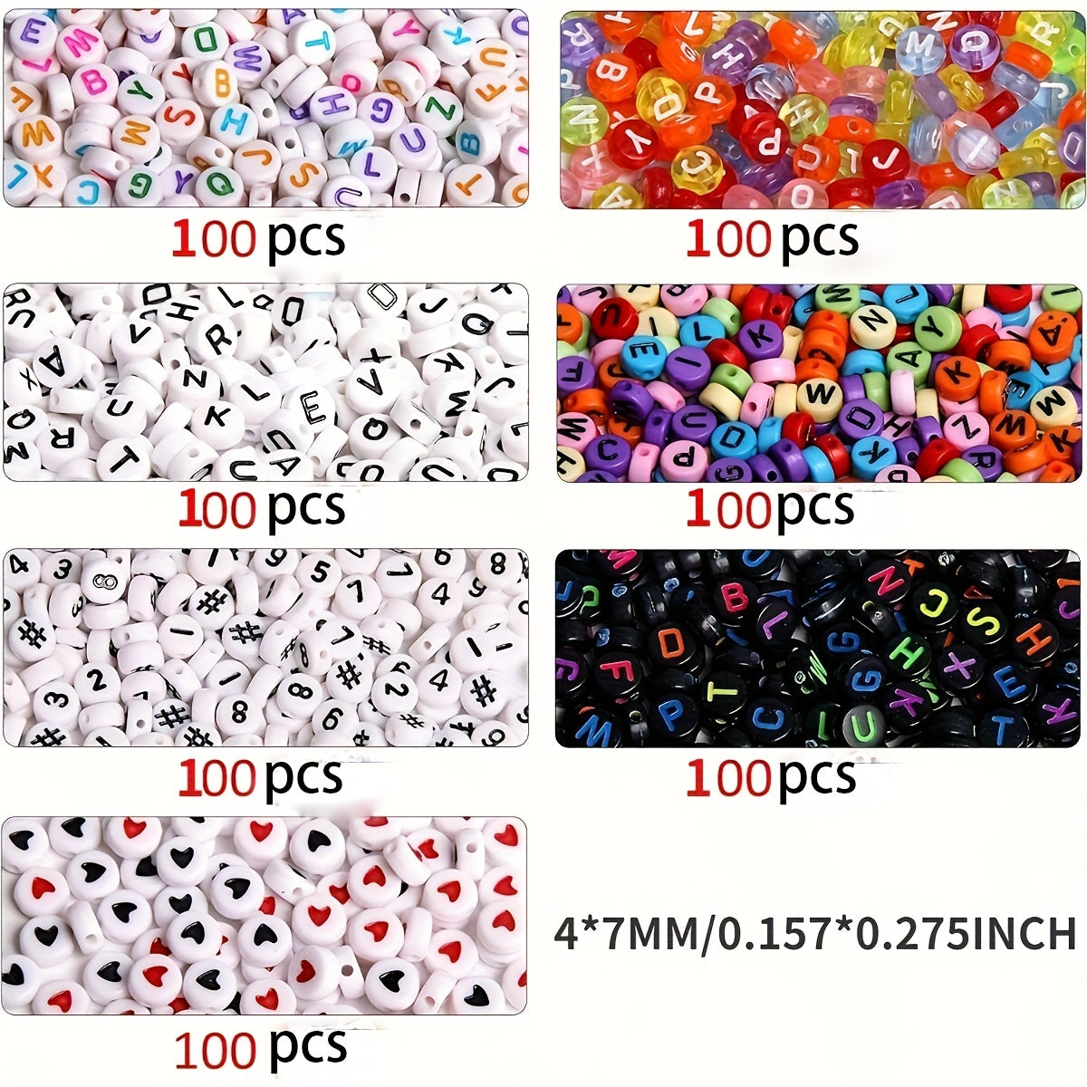 700 pieces of round letter beads in 7 different colors, ideal for creating jewelry such as necklaces and bracelets. These acrylic alphabet and number beads are perfect for DIY projects.