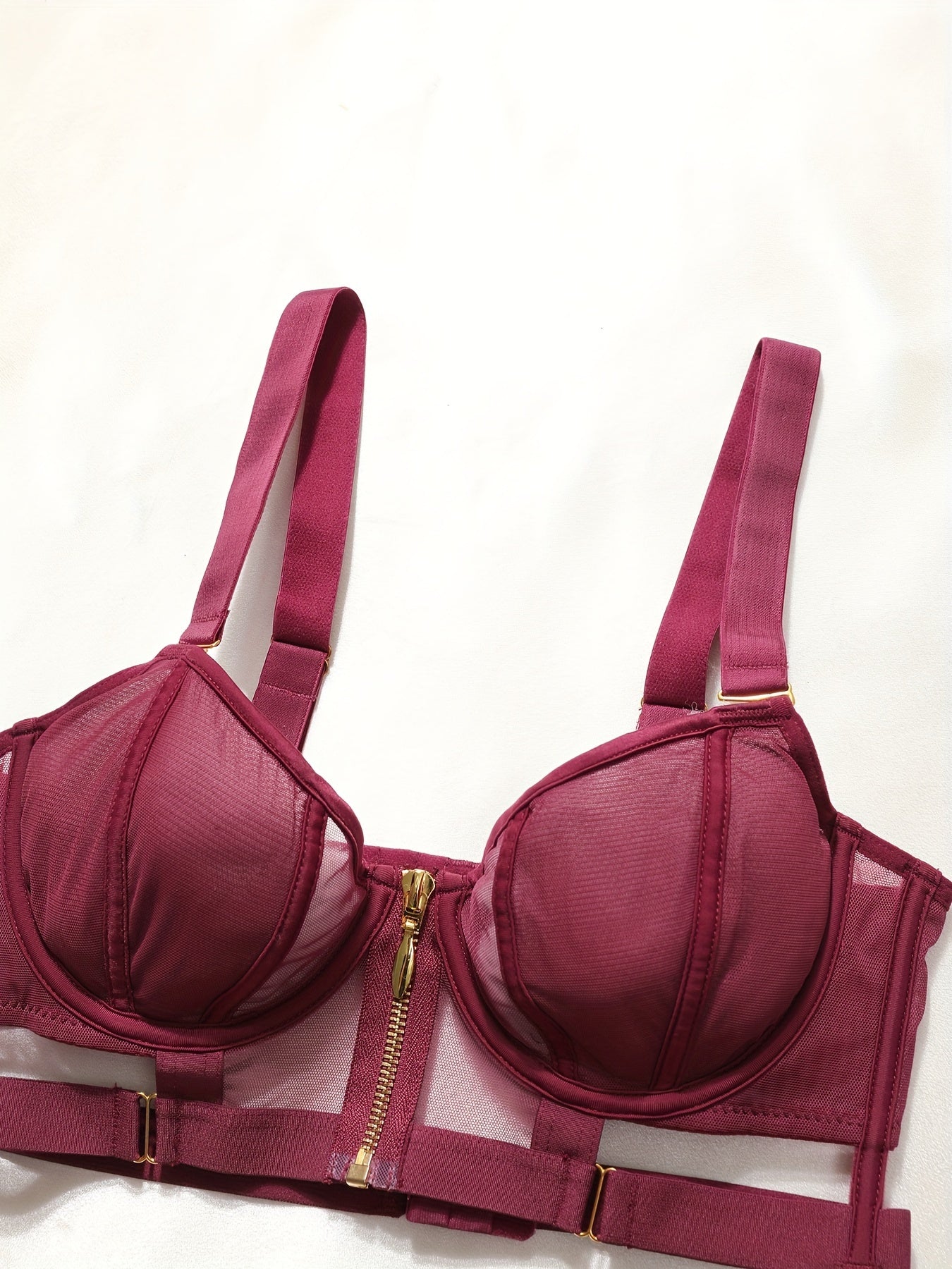 Seductive, ultra-thin mesh bra set.