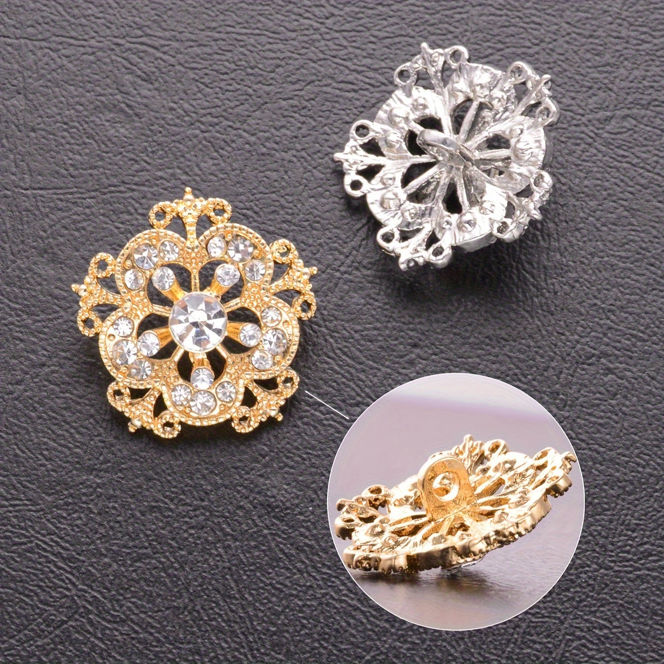 Luxurious 5-Pack Rhinestone Zinc Alloy Buttons - Add Elegance to Your Wardrobe! Perfect for Shirts, Sweaters, Coats, Blazers, and More. Create Your Own Stylish Jewelry for Clothing, Shoes, Hats, and Gift Boxes. Elevate Your Look with These Round