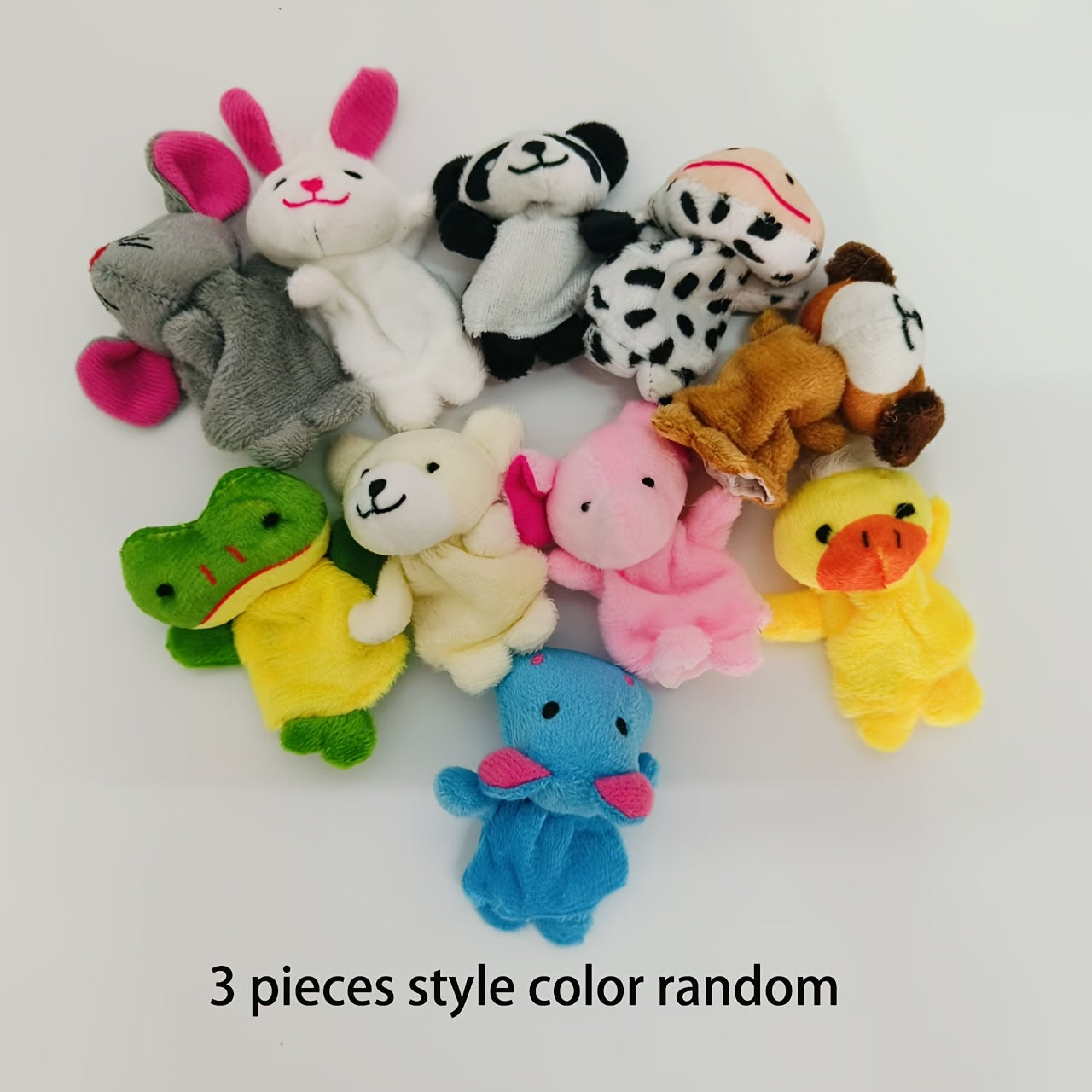 Soft plush finger doll set in various colors, perfect for children, ideal for playtime and school parties.