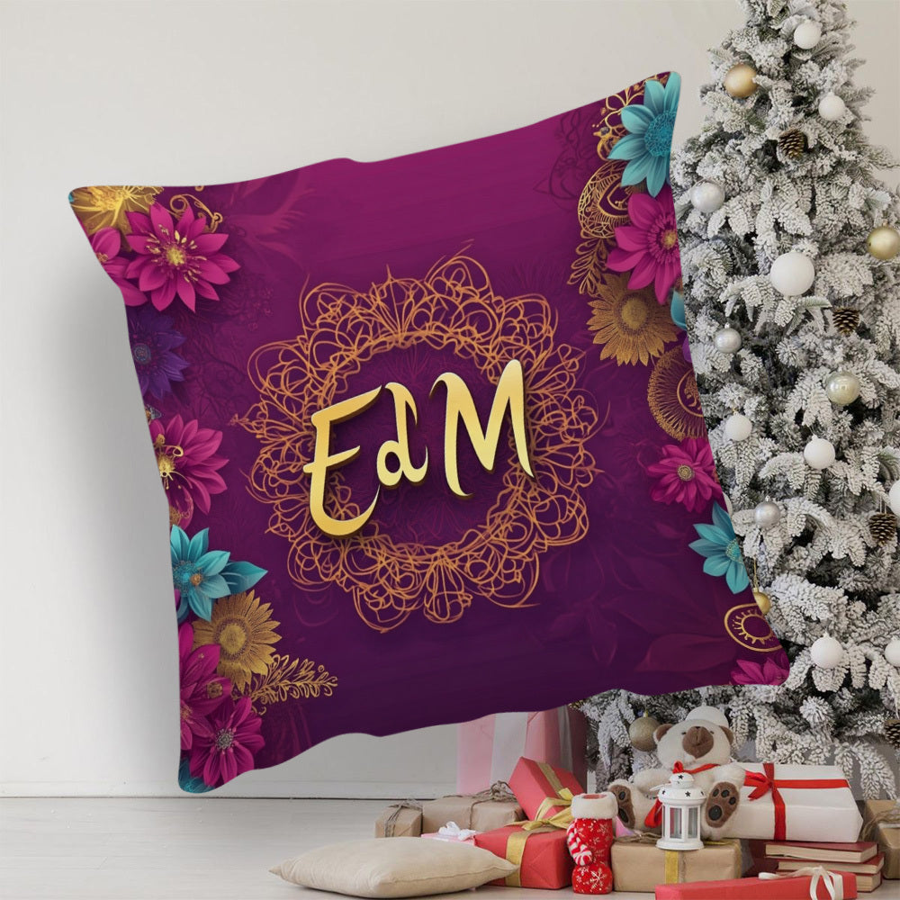 Celebrate Eid Mubarak and Ramadan with our plush square pillow cover, measuring 45.72x45.72cm. Perfect for your sofa, bedroom, or outdoor seating, this versatile cover features a zip closure for easy insertion of a pillow. Machine washable for