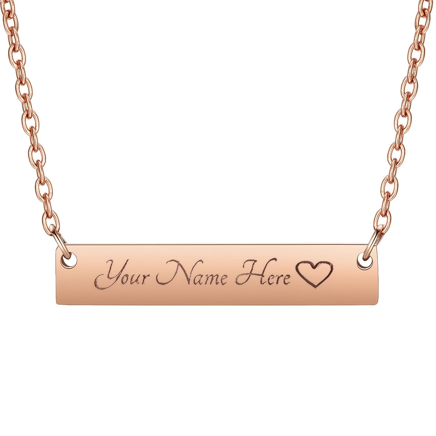 Add a personal touch to your style with our Name Bar Pendant Necklace in 925 Sterling Silver. This elegant piece is accented with a heart detail and finished with a 18K golden plating, perfect for daily wear or as a thoughtful gift.