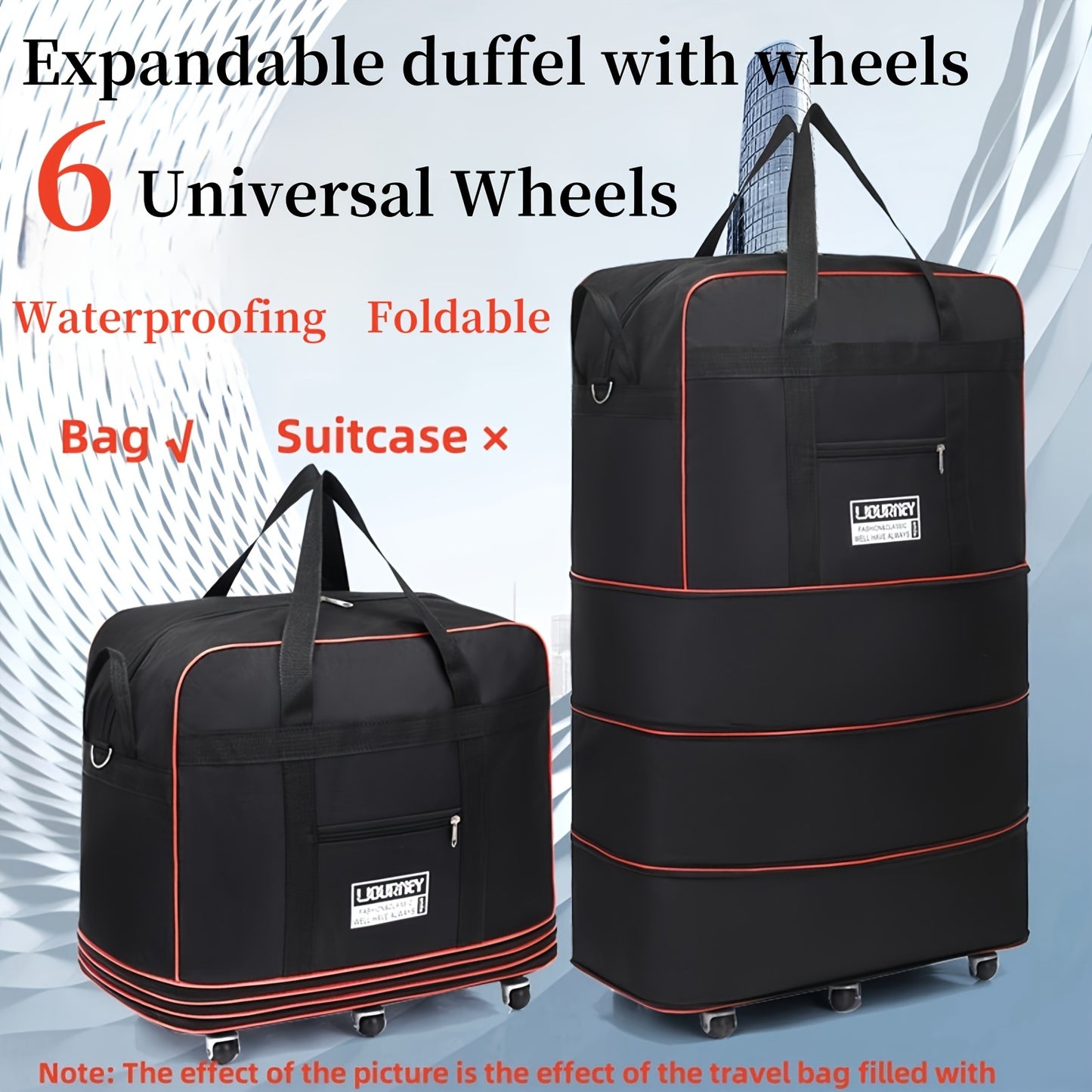 Versatile expandable rolling luggage bag with anti-static spinner wheels, ideal for business, study, and vacation. Features durable polyester construction and waterproof foldable design in