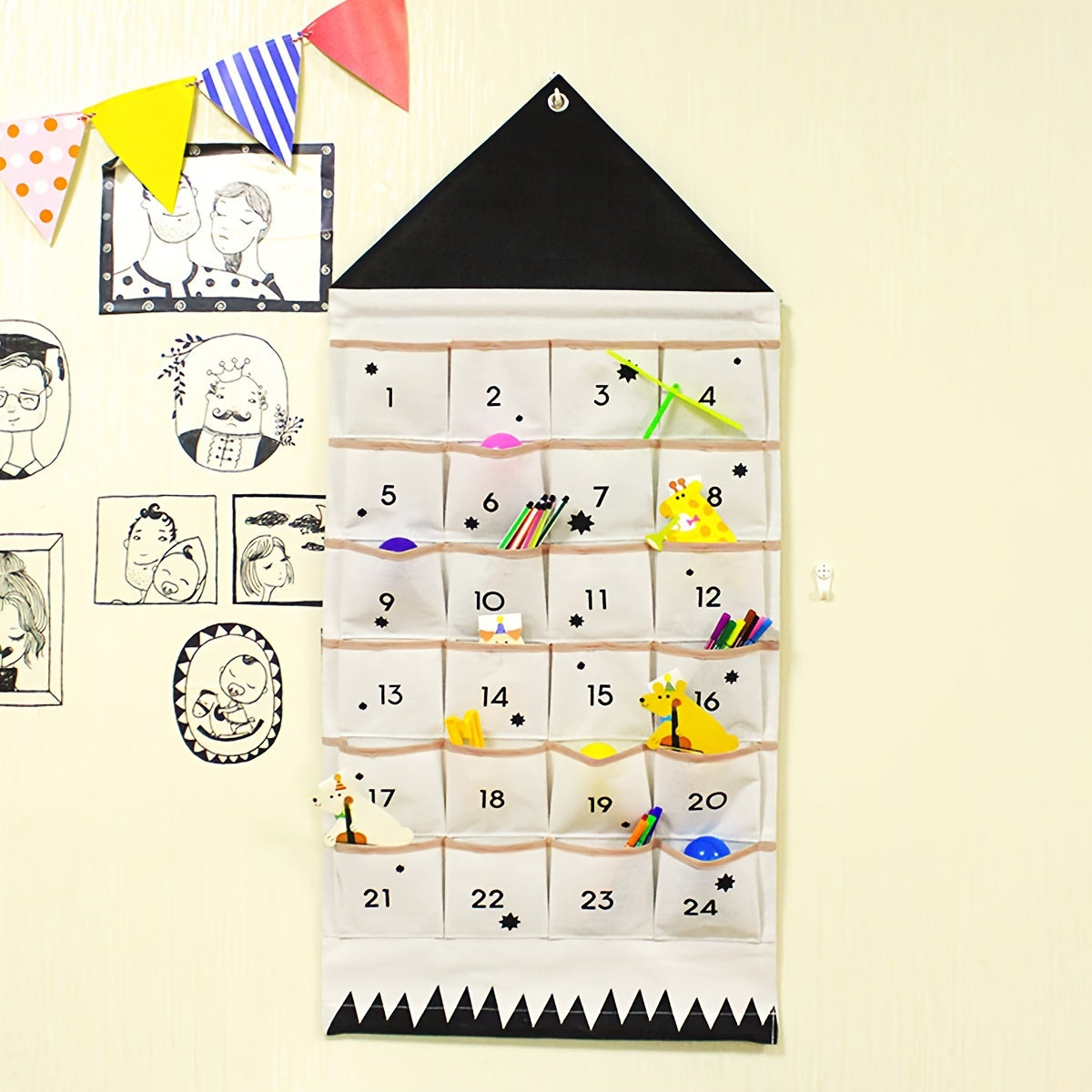 Enjoy 24 Days of Christmas Fun with a Festive Advent Calendar - Durable Polyester Material, Wall-Mounted, and Foldable