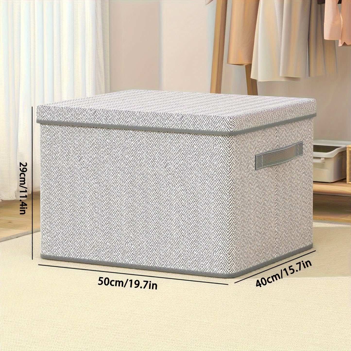 Space-saving storage box with lid by YOUFEN - made of non-woven fabric, great for organizing clothes, quilts, and toys in your bedroom or while traveling.