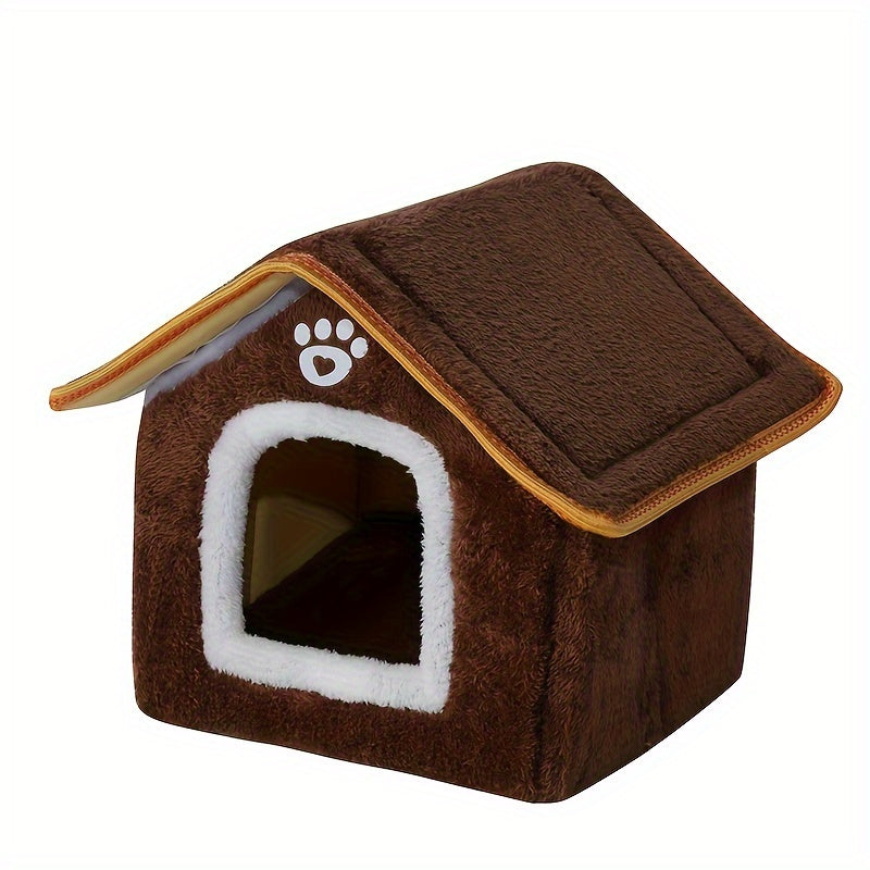 Cozy Pet House with Four Seasons Washable Enclosed Warm Dog Bed Cat Shelter made from Polyvinyl Chloride Material, Non-Skid Bottom, Assembled.