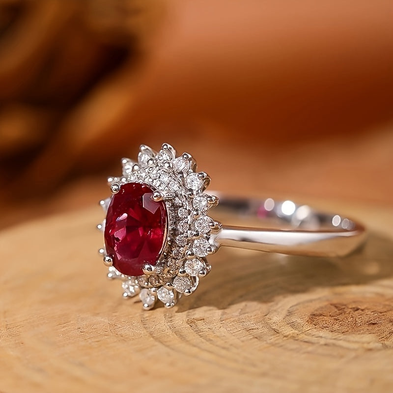 This exquisite ring features an elegant design with a 925 sterling silver oval flower setting, adorned with a sparkling December birthstone cubic zirconia. It is the perfect gift for women, whether as an engagement ring or for any special occasion.