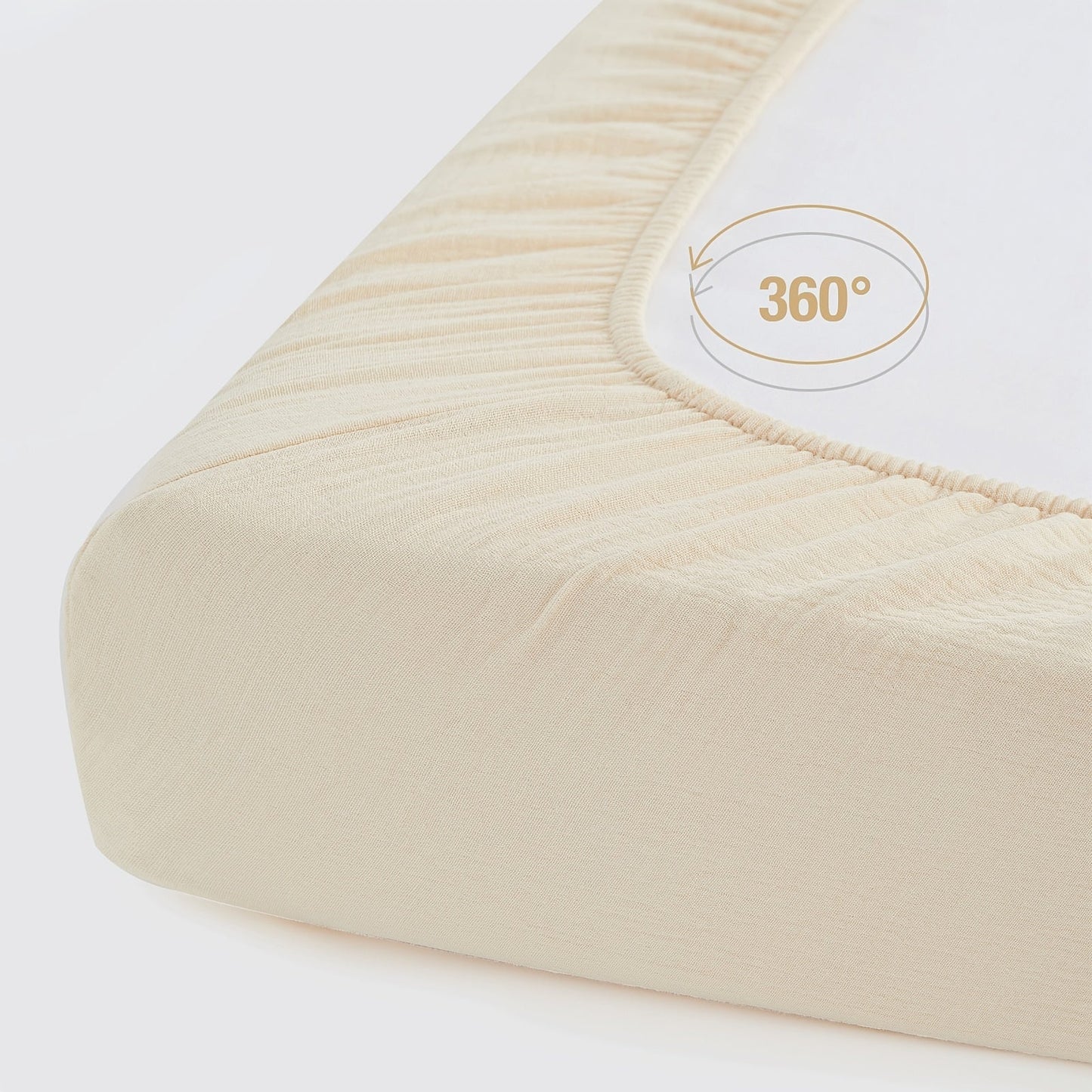 BeeWeed Soft Muslin Crib Sheet for Babies and Toddlers - Solid Beige Color, Deep Pocket Fitted Bedding, Machine Washable, 28" x 52" x 8", Beige