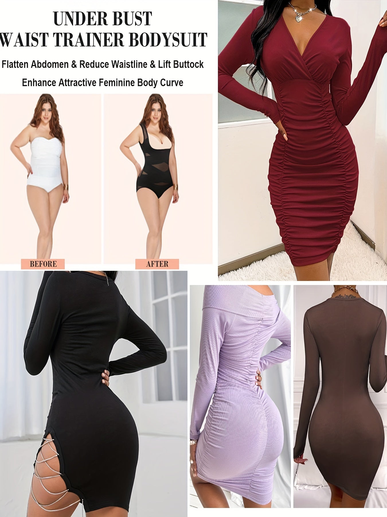 Slimming shapewear bodysuit with tummy control for women.