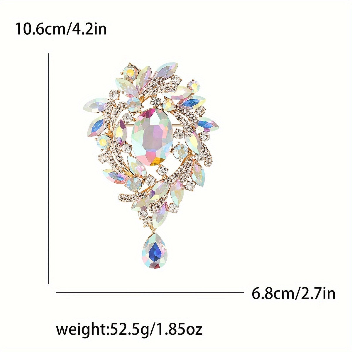 Stylish and Opulent Rhinestone Corsage Brooch - Statement Piece for European and American Coats - Unique Phantom Waterdrop Design - Irregular Shape - Sparkling Water Drill Material